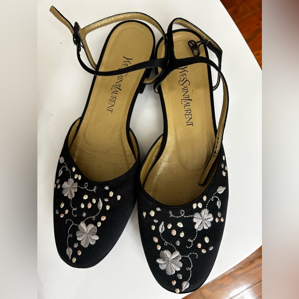 Vintage Yves Saint Laurent Satin Ballet Flats
